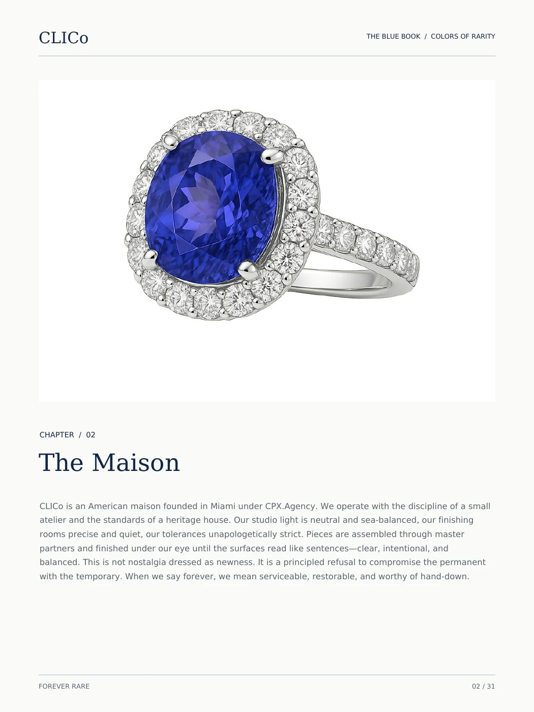 CLICO Blue Book page 2: The Maison