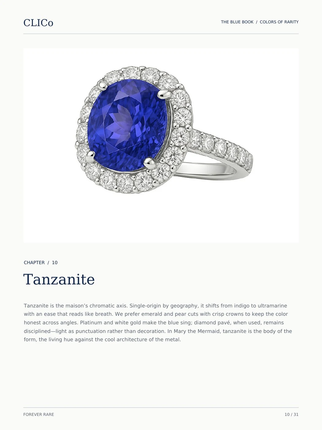 CLICO Blue Book page 10: Tanzanite
