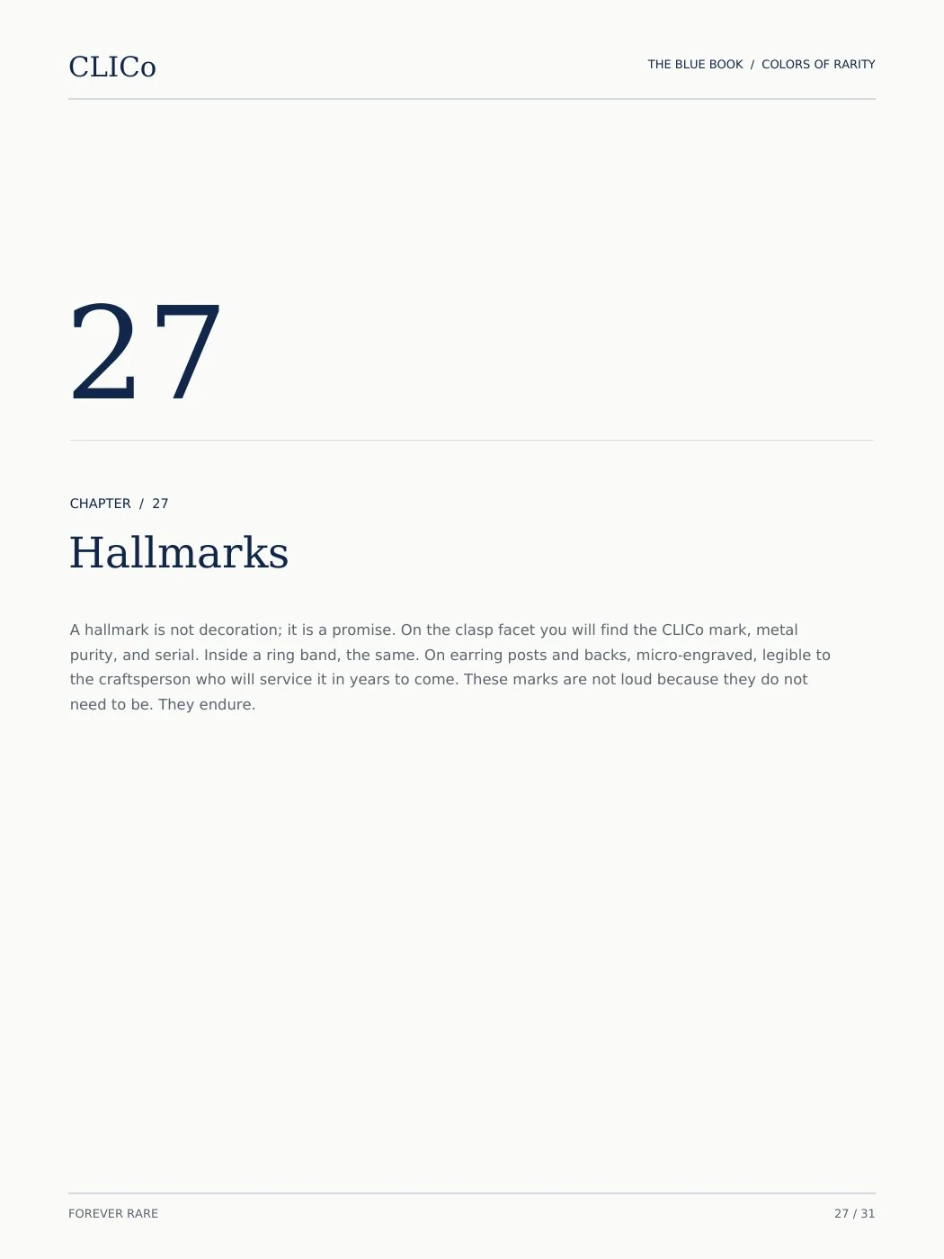 CLICO Blue Book page 27: Hallmarks