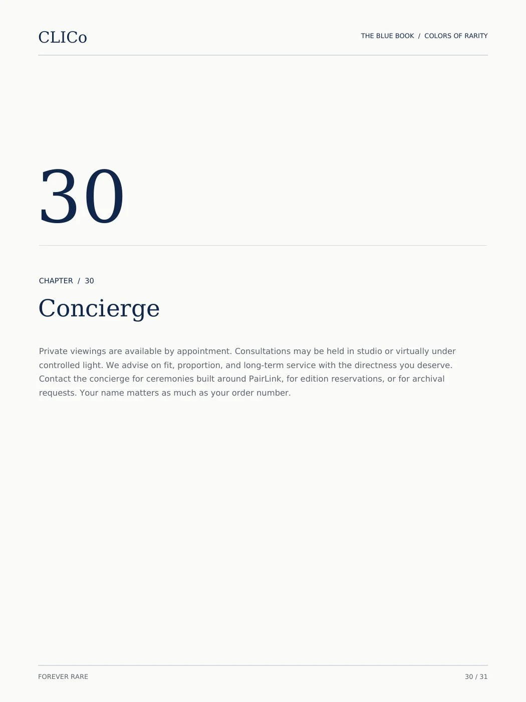CLICO Blue Book page 30: Concierge