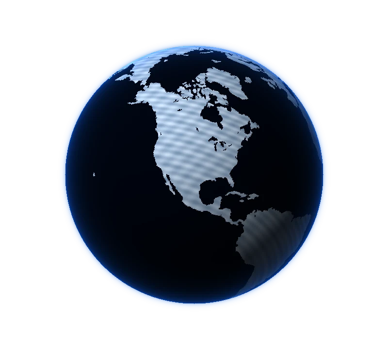 Illustrative blue Earth facing North America
